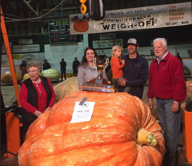 American Charlie Bernstrom set a record at the annual pumpkin fair in Roland, MB.