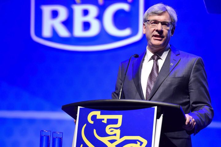 Royal Bank president David McKay speaks at the Royal Bank of Canada annual meeting in Toronto on Thursday, April 6, 2017. The CEO of the Royal Bank of Canada says the oil and gas sector is poised to deliver billions of dollars in new revenue to Canadian governments over the next decade by growing production to meet global demand but it can't do it without more support. 