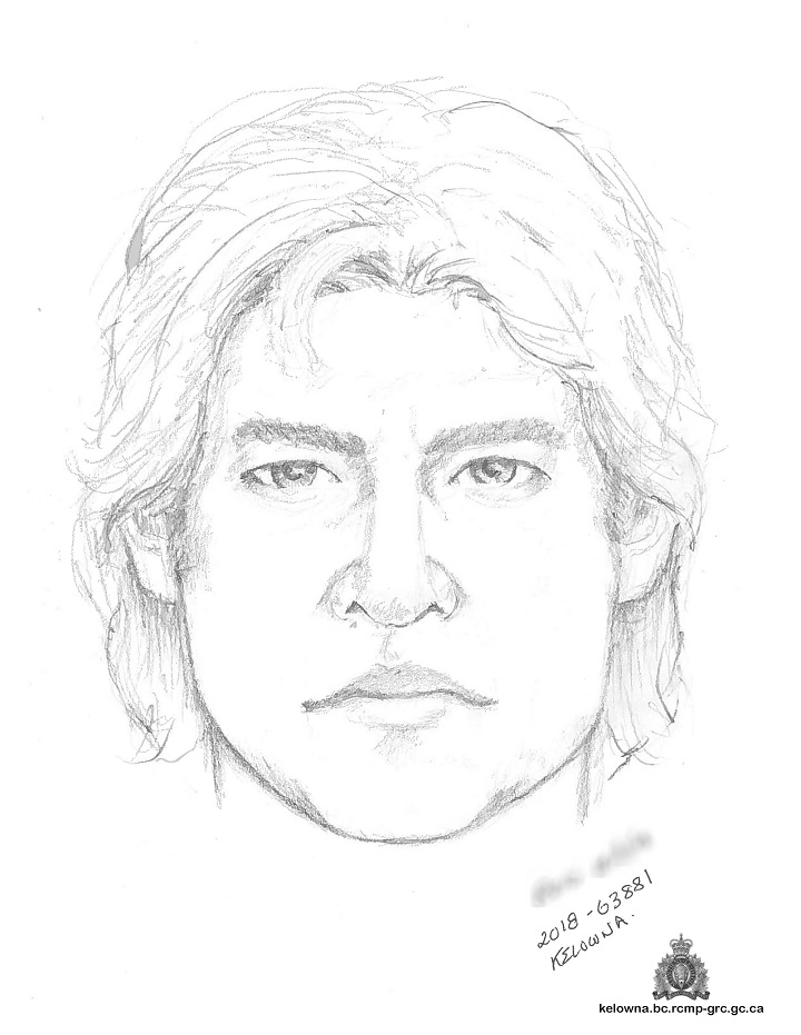 A sketch of a suspect that Kelowna RCMP are searching for.