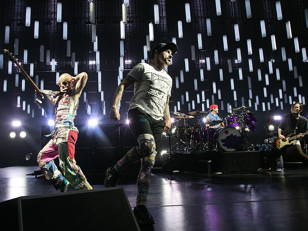 Flea, Chad Smith, Anthony Kiedis and Josh Klinghoffer of the Red Hot Chili Peppers perform on March 7, 2017 in Los Angeles, Calif.