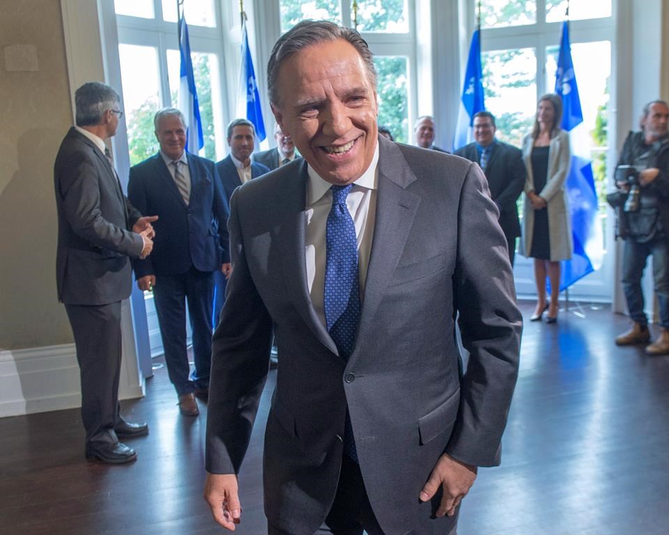 Quebec Premier-designate Francois Legault leaves after speaking to the media the day after after winning the provincial election Tuesday, October 2, 2018 in Quebec City.