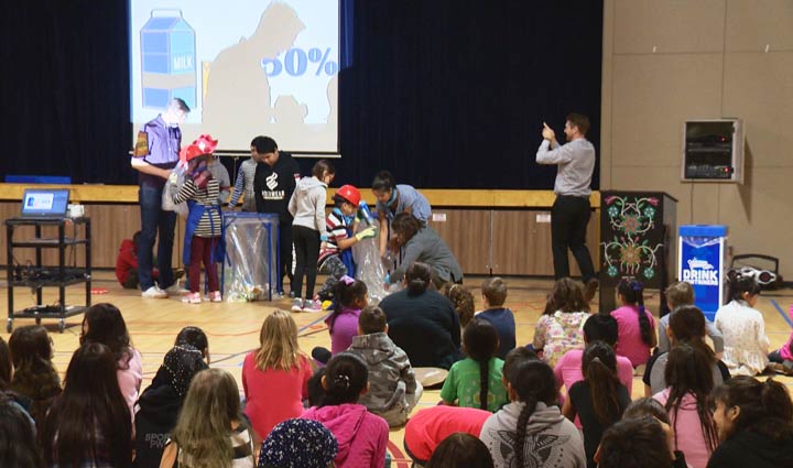 Saskatoon students got a hands-on lesson, testing their recycling knowledge during “SARCAN School” on Monday.