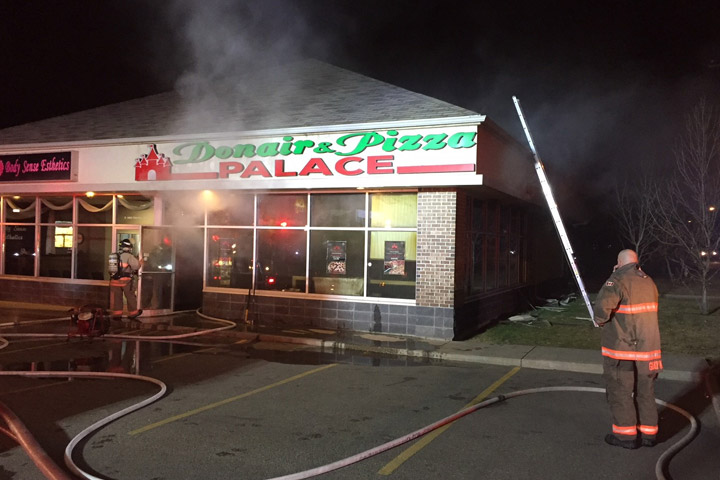 Saskatoon firefighters said smoke was coming from the building and roof of the Sutherland restaurant when they arrived.