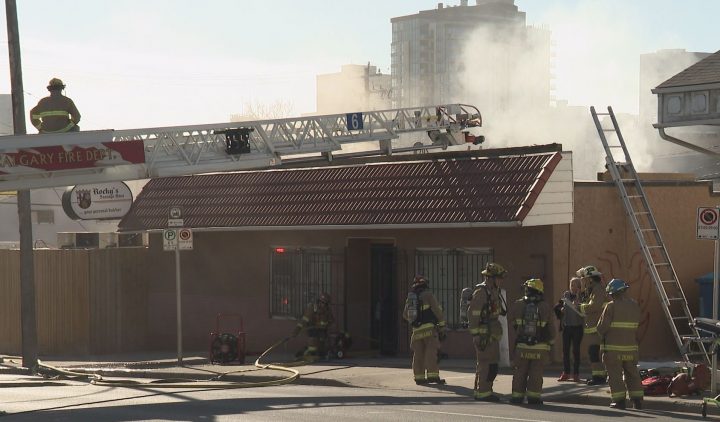 Firefighters responded to a blaze at a sausage shop in Bridgeland on Sunday.