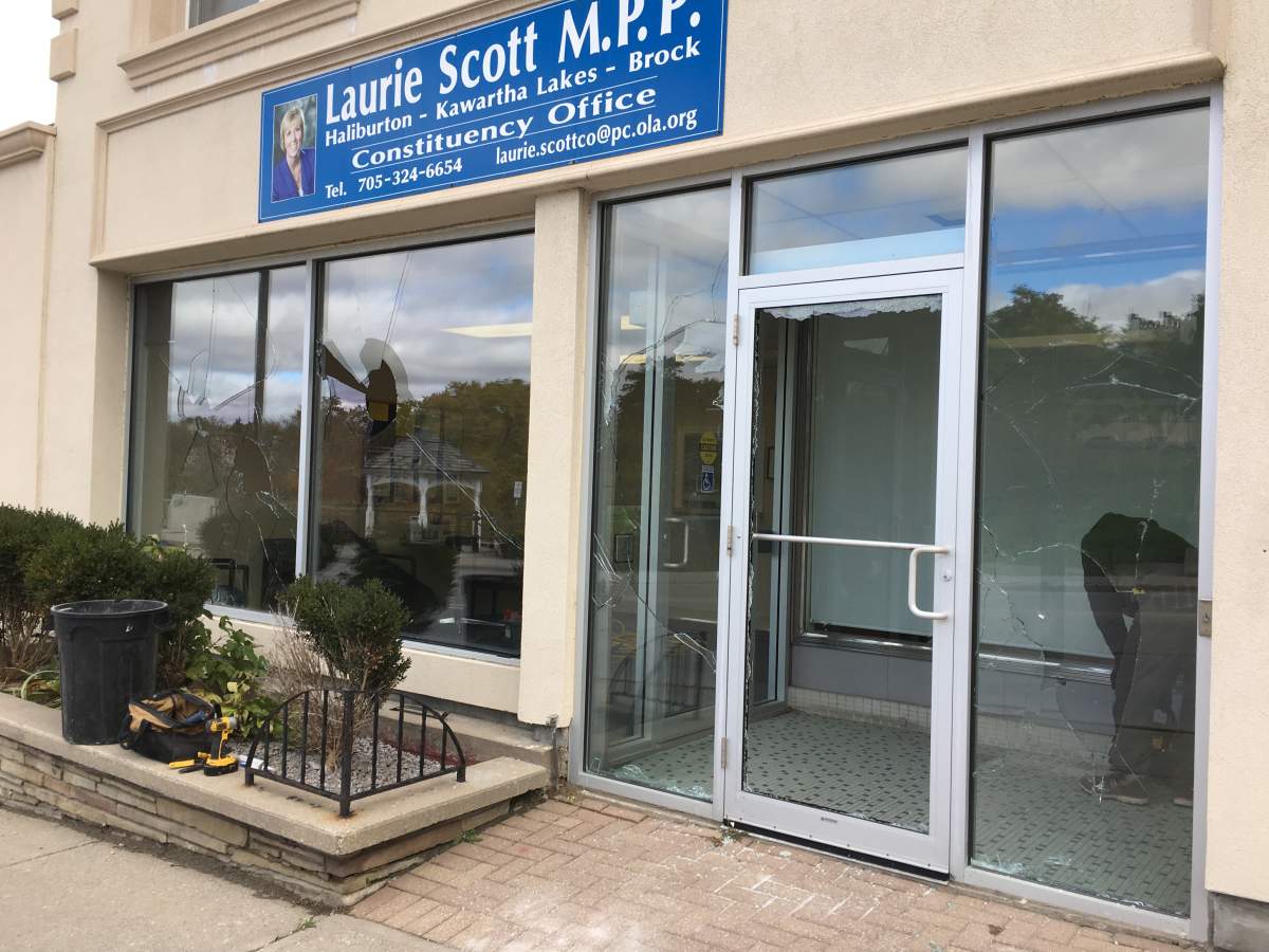 Ontario Minister of Labour’s constituency office in Lindsay vandalized overnight - image