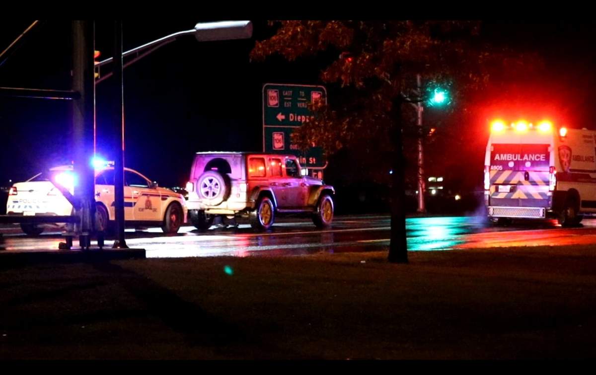 The Moncton RCMP officer was taken to hospital, treated and released.