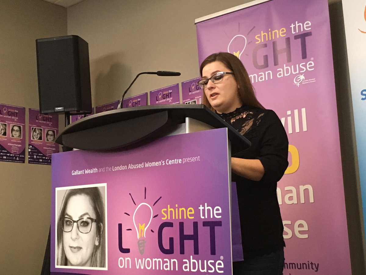 Survivor Shainee Chalk speaks at the launch of the 2018 Shine the Light on Women Abuse campaign.