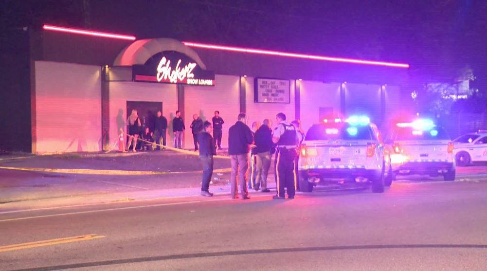 Police were called to the Shakerz Show Lounge around 1:30 a.m. after an altercation between two men outside the building.