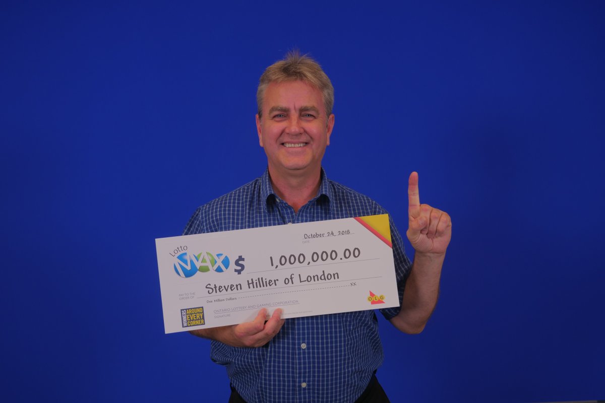 Steve Hillier with his Lotto MAX cheque for $1M. 