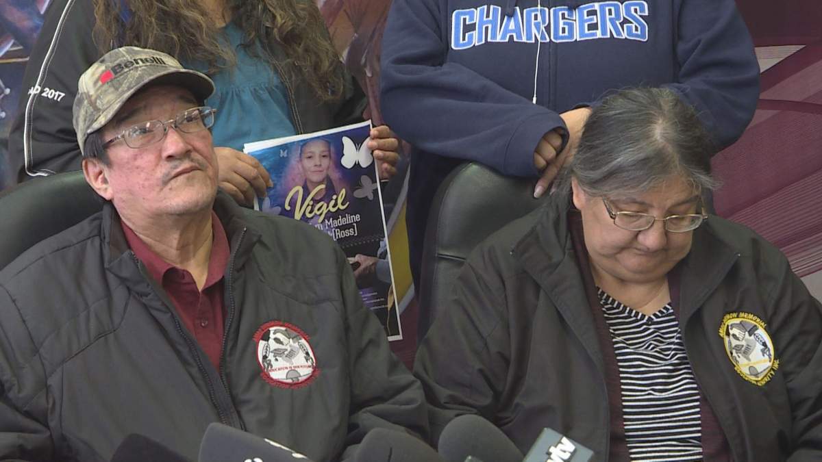 Rex Ross (left) and his wife Hagar speak about the death of their daughter Mary Madeline Yellowback.