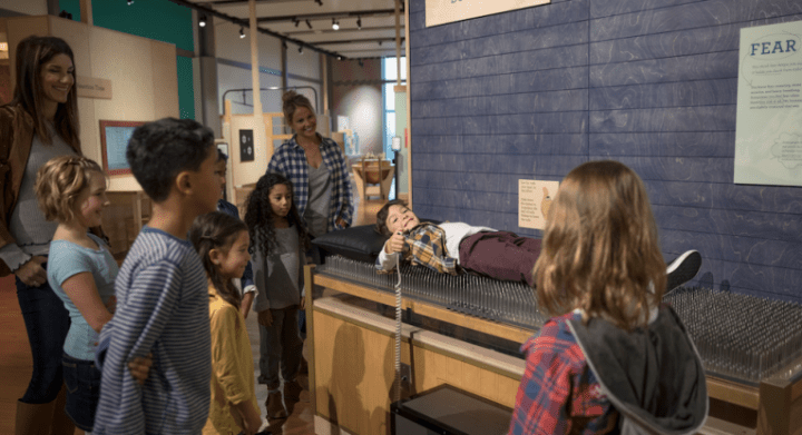 There’s a bed of nails, a toilet water fountain and a sneezing wall among other displays to get students excited, and little bit nervous.