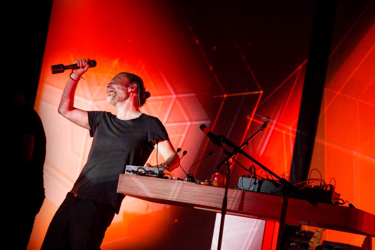 Thom Yorke performs on stage on May 28, 2018 in Florence, Italy.