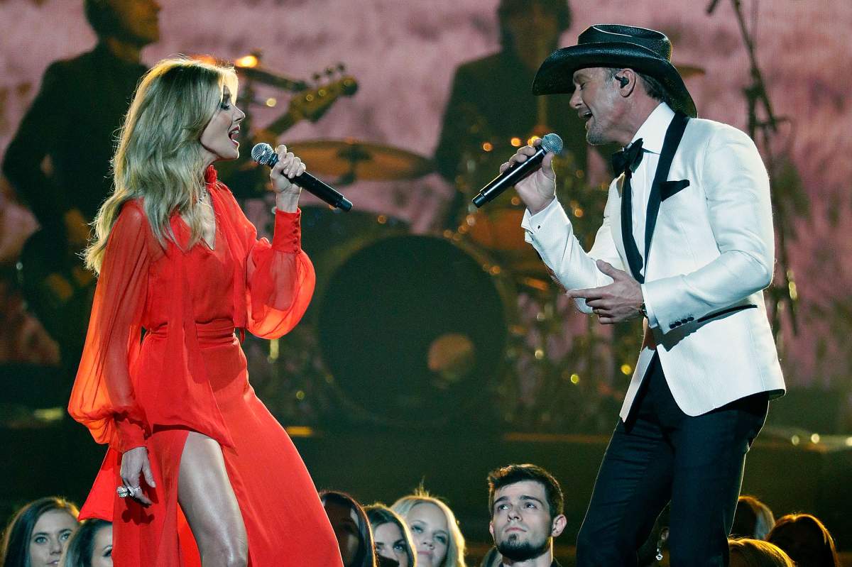 Faith Hill and Tim McGraw perform during the 51st annual CMA Awards at the Bridgestone Arena on November 8, 2017 in Nashville, Tenn.