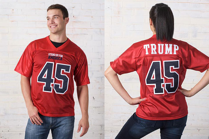 U.S. President Donald Trump’s campaign website is now selling “Stand Up For America” football jerseys in his continuing war against NFL players who decide to kneel during the national anthem.