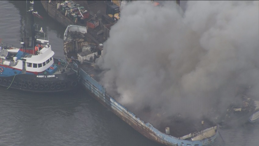 This photo is of the same barge that caught fire on Oct. 30.