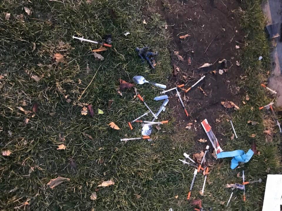 Used needles found in Winnipeg's Wolseley neighbourhood in 2018.