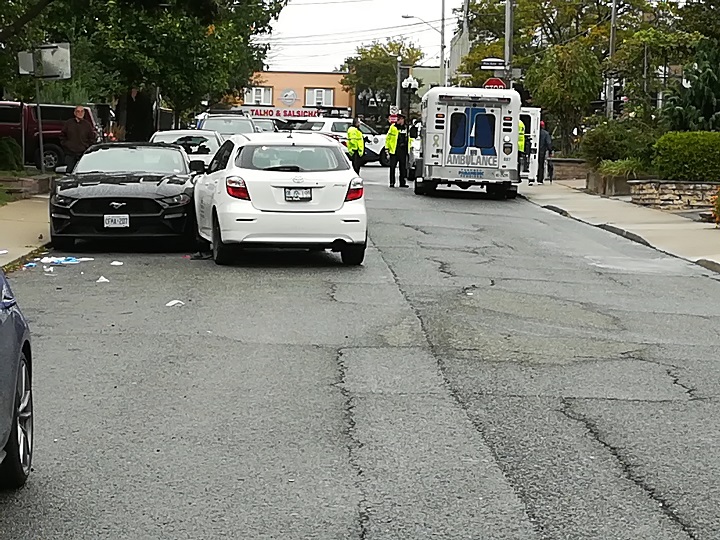 The scene of the crash near St. Clair Avenue West and Lansdowne Avenue Saturday morning.