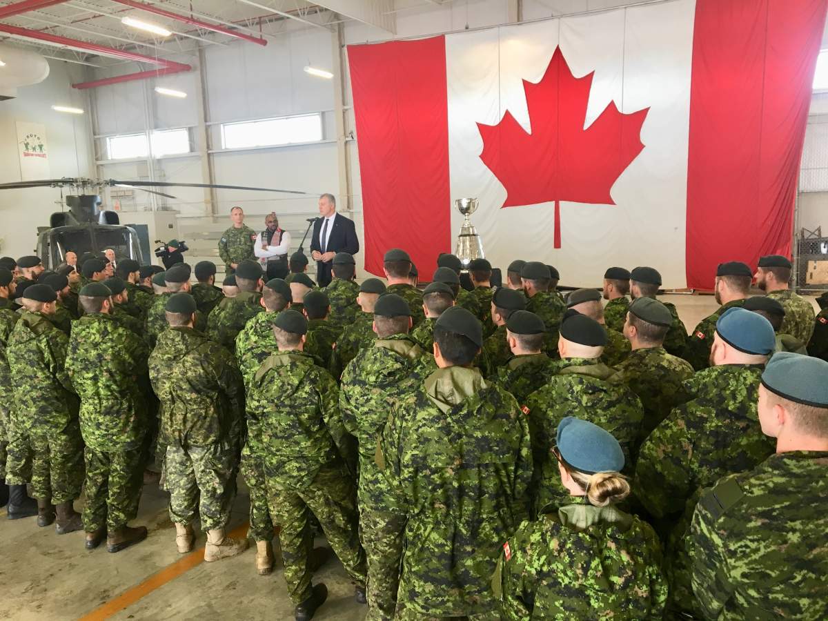 The Grey Cup trophy arrived at CFB Edmonton to officially launch Grey Cup Week, Nov. 20, 2018.