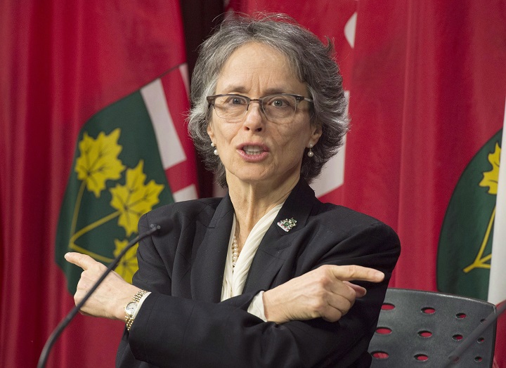 Environmental Commissioner of Ontario Dianne Saxe releases a report at the Ontario Legislature, in Toronto on Tuesday, January 30, 2018. 