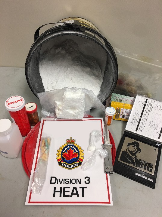 Hamilton police executed several search warrants this morning at a residence on Limeridge Road, where two people were arrested and a large quantity of drugs were seized, worth about 31-thousand dollars. 