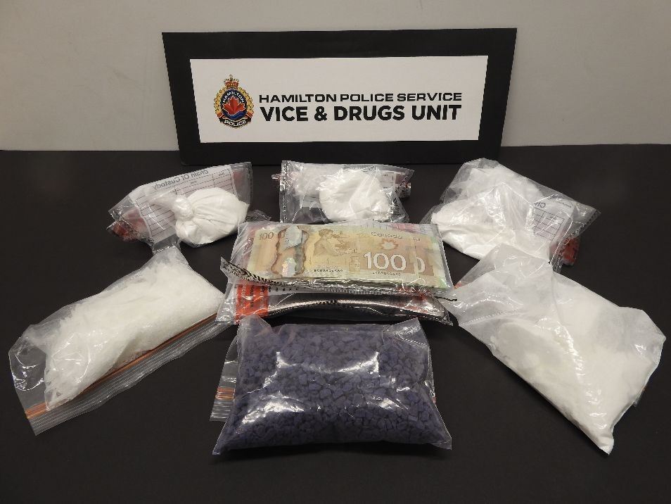 After a search warrant was executed in Stoney Creek, police located a substantial amount of cash and  drugs, including methamphetamine, cocaine, fentanyl and heroin worth over $150-thousand.