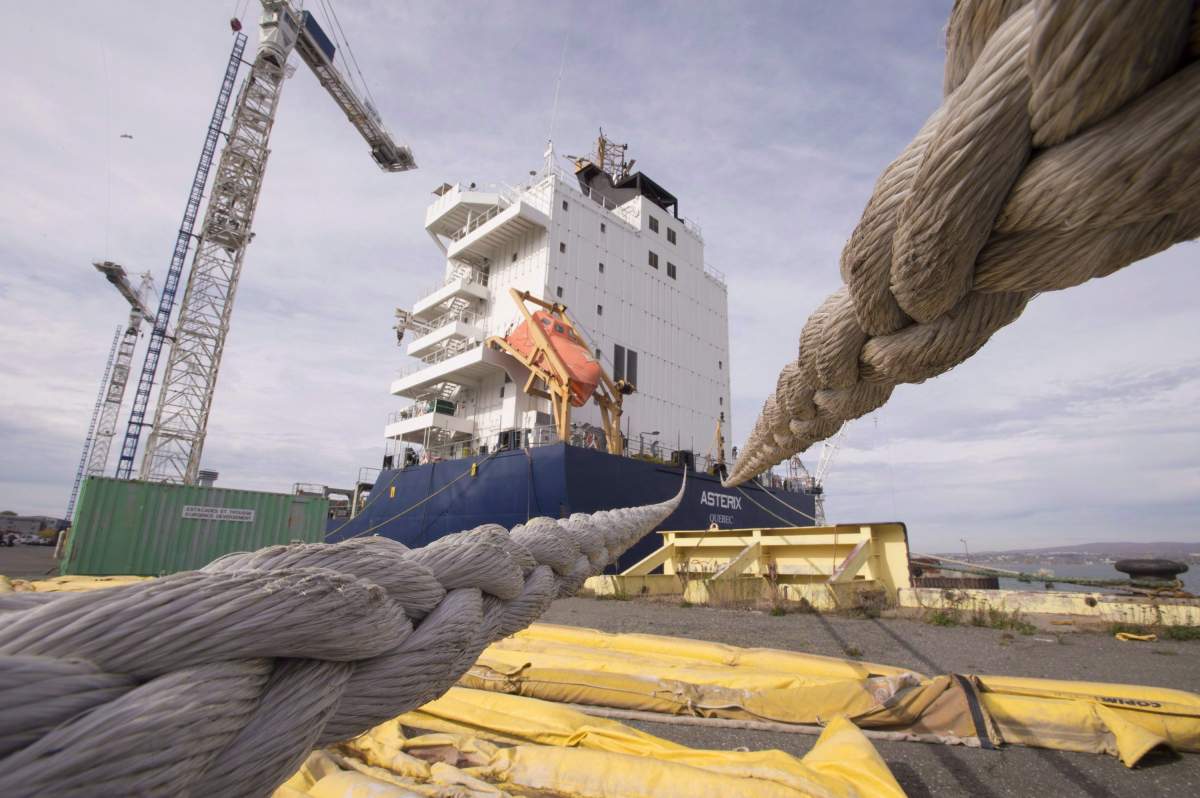 The M/V Asterix is shown at Davie Shipbuilding, in Levis Que, Tuesday, October 13, 2015. 