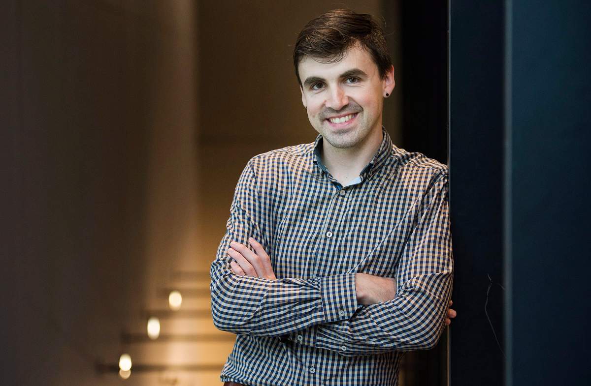 Male midwife Louis Maltais poses in Montreal, Saturday, November 3, 2018. 