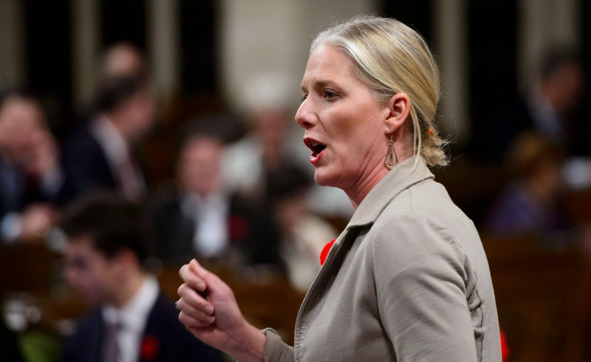 Minister of Environment and Climate Change Catherine McKenna stands during question period in the House of Commons on Parliament Hill in Ottawa on Tuesday, Nov. 6, 2018.