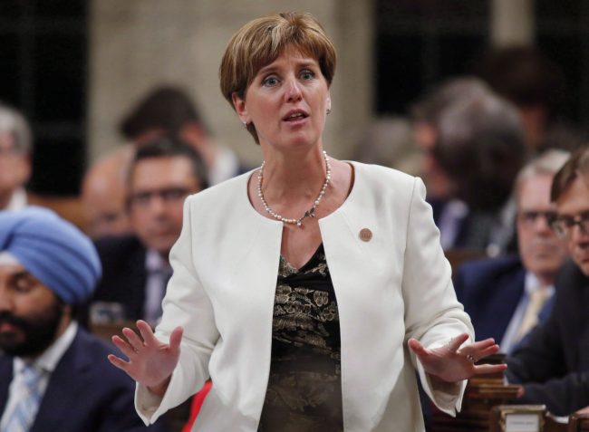 International Development Minister Marie-Claude Bibeau rises in the House of Commons during question period in Ottawa, June 7, 2018. 



