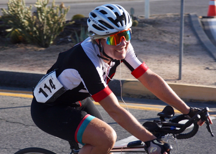 Saskatoon cyclist Meaghan Hackinen, 33, was one of two cyclists who broke the course record in the 24 Hour World Time Trial Championships in Southern California's Borrego Springs last month. She rode 733.8 kilometres and came in second in her age category in the Women's Solo division. 