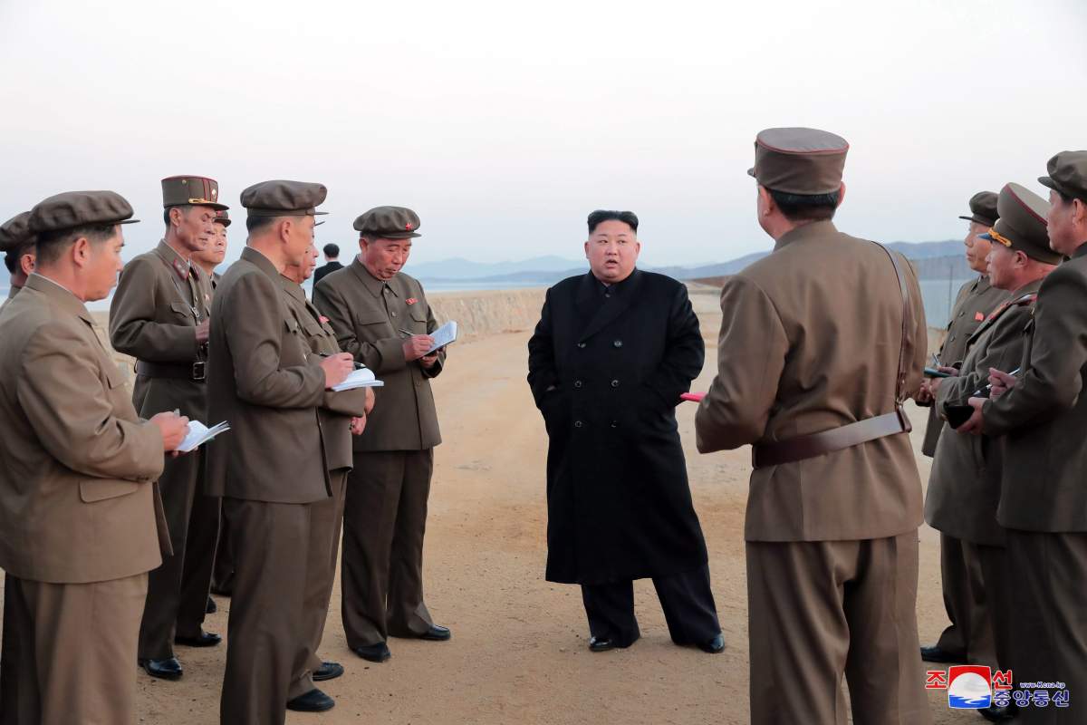 An undated photo released by the North Korean Central News Agency (KCNA), the state news agency of North Korea, on Nov. 16 shows North Korean leader Kim Jong-Un (C), chairman of the State Affairs Commission and supreme commander of the Korean People’s Army (KPA), inspecting the test ground of the Academy of Defence Science, at an undisclosed location, North Korea.