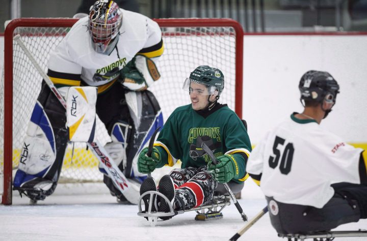 Seven months after they were both paralyzed in the Humboldt Broncos bus crash Ryan Straschnitzki and Jacob Wassermann will finally have a proper reunion. Humboldt Broncos bus crash survivor Ryan Straschnitzki, centre, plays in a fund raising sledge hockey game in Calgary, Alta., Saturday, Sept. 15, 2018.