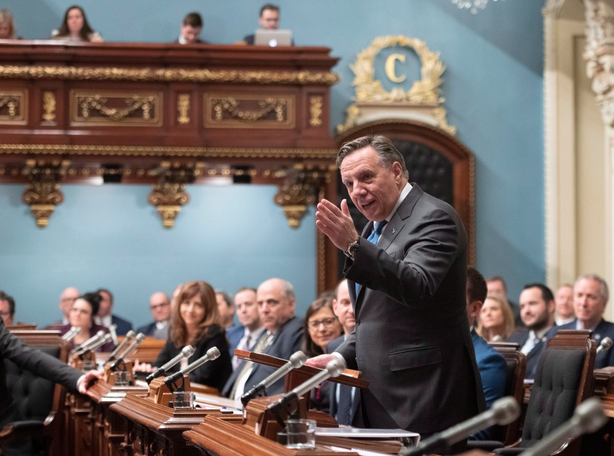 Quebec Premier  François Legault speaks Tuesday, November 27, 2018 at the legislature in Quebec City. 