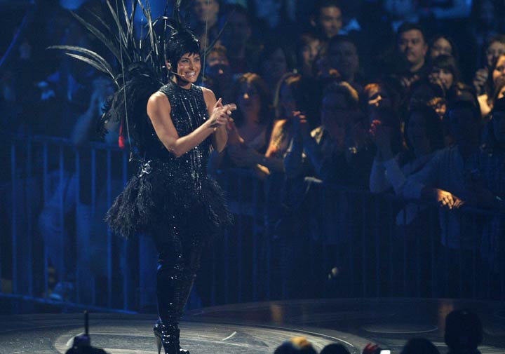 Host Nelly Furtado arrives 'flying like a bird' to start the Juno Awards in Saskatoon, Sask. Sunday, April 1, 2007.