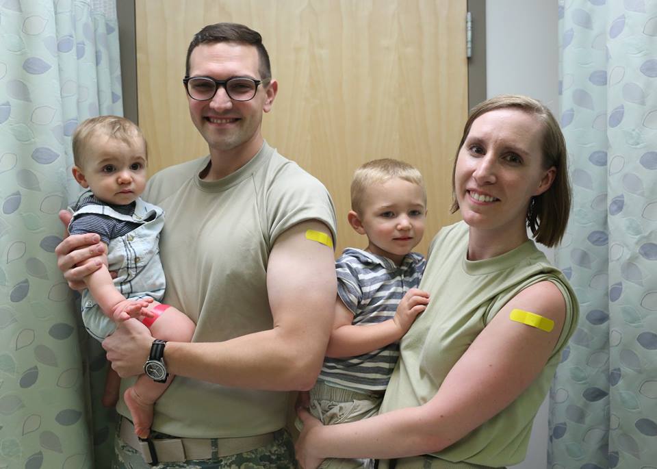 Image of the Sidari family getting their flu shot this year.
