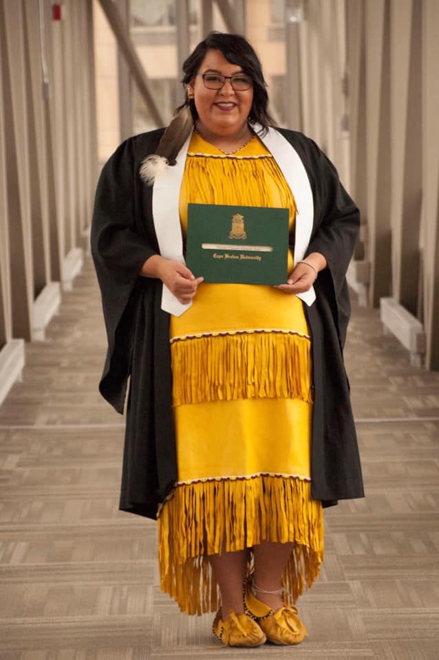 Tiannie Paul poses with her engineering diploma from Cape Breton University on her graduation day Nov. 3, 2018.