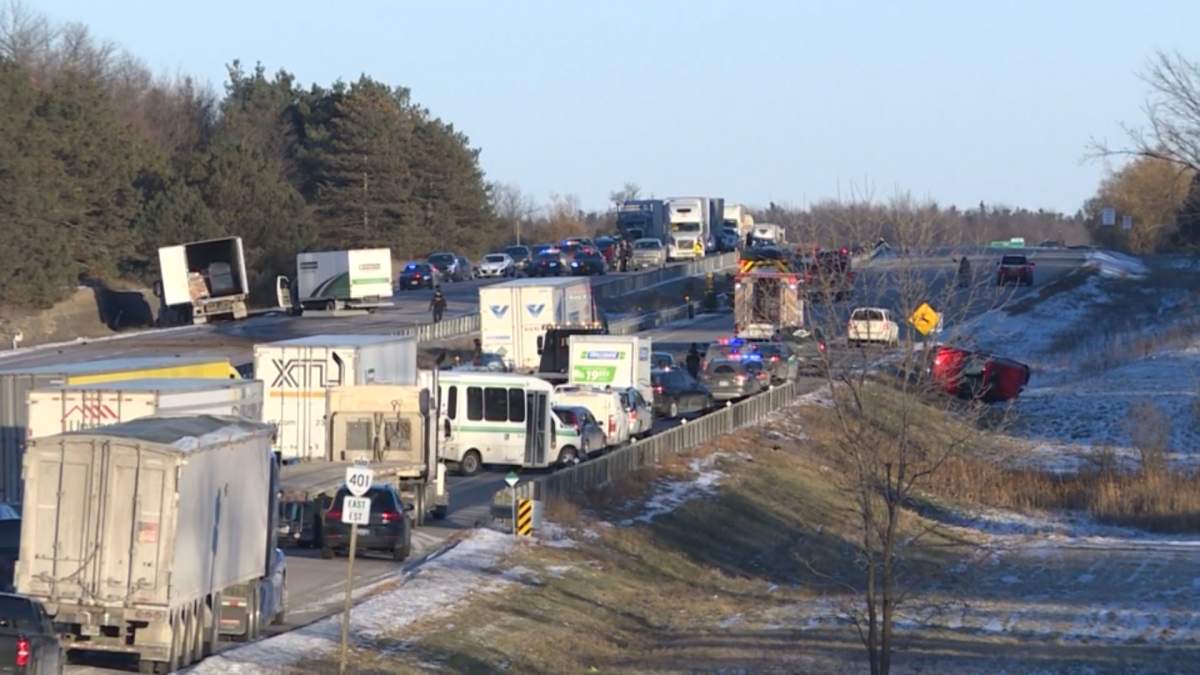 A major collision has closed Highway 401 near Odessa. Traffic in the area has been majorly affected by the multi-vehicle collision.