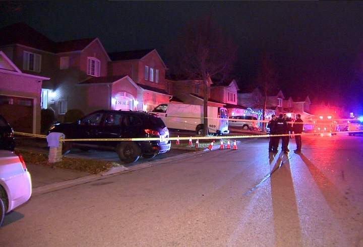 Police investigate the scene of a shooting in Ajax on Nov. 25, 2018.
