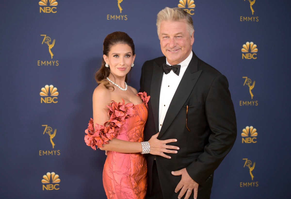 Alec Baldwin, right, and Hilaria Baldwin arrive at the 70th Primetime Emmy Awards on Monday, Sept. 17, 2018, at the Microsoft Theater in Los Angeles. 