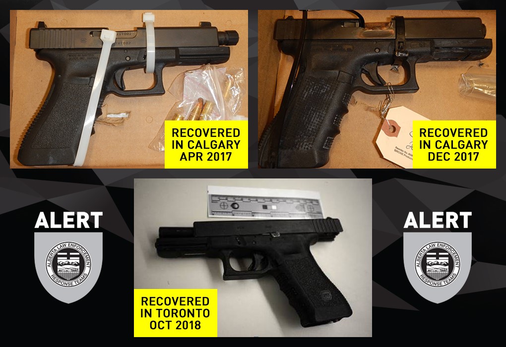 Weapons seized by police as part of a guns investigation in October of 2018.