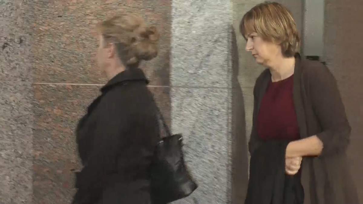 Sheila Lemaitre, widow of RCMP Sgt. Pierre Lemaitre, takes a break from listening to testimony at the inquest into her husband's suicide.