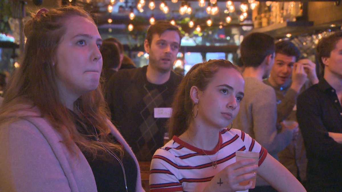 Americans watching the midterm elections results in Montreal on Nov. 6. 