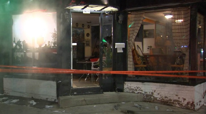 Police are investigating after an incendiary device was discovered by the door of a restaurant in Villeray. Sunday, Nov. 18, 2018.