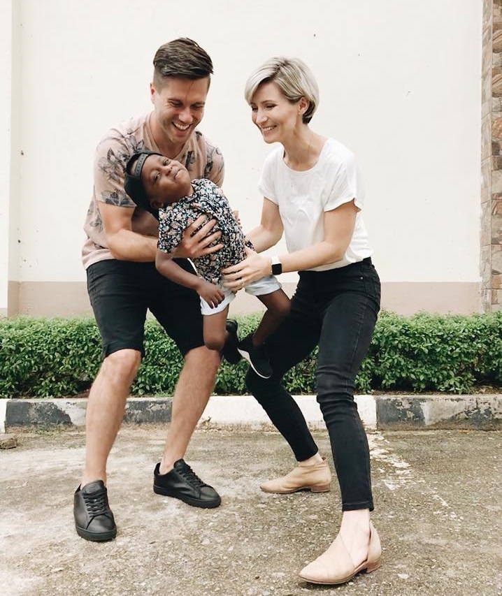 Clark and Kim Moran along with their adopted son Ayo.