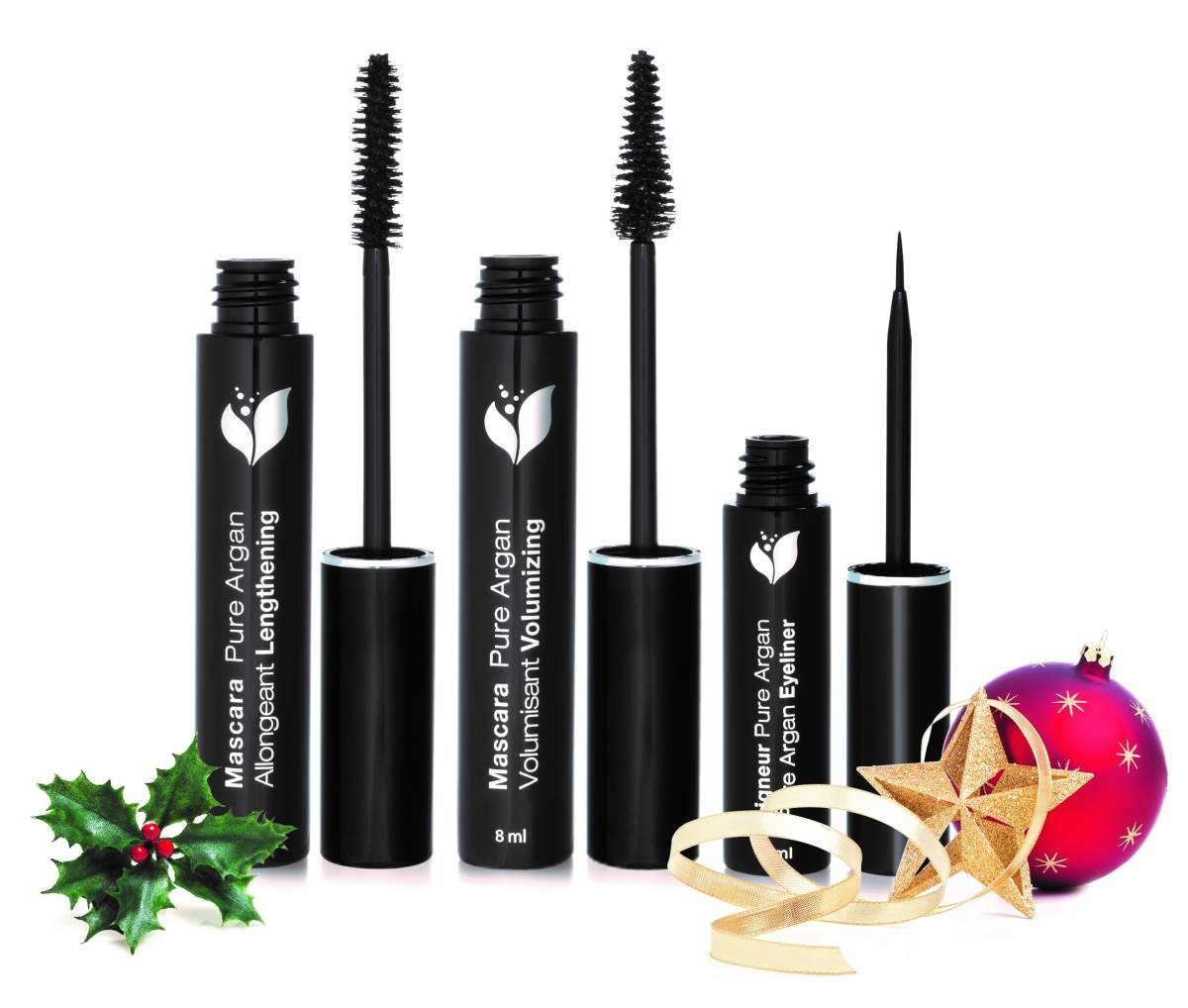 This Montreal-based organic beauty company makes skincare and cosmetics sourced from eco-friendly ingredients. Their holiday gift set includes two mascaras and an eyeliner made with argan oil.
