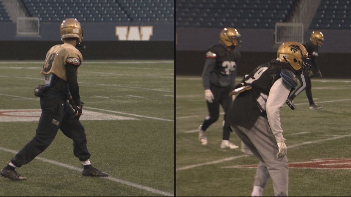 Macho and Markos Bockru practice with the Manitoba Bisons.