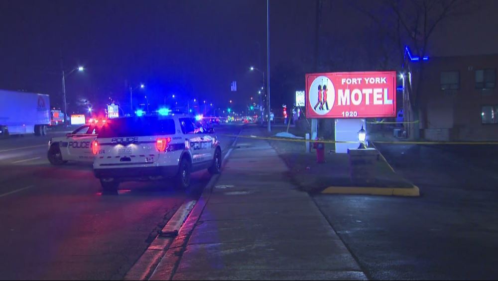 Peel police on scene investigating after a body was found on a sidewalk in Mississauga Friday evening near the Fort York Motel.