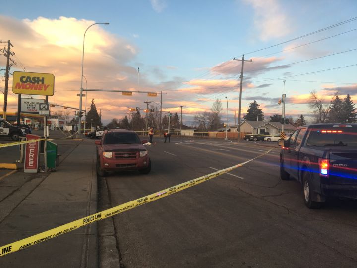 Calgary police investigate a pedestrian-vehicle collision in southwest Calgary on Thursday, Nov. 22. 