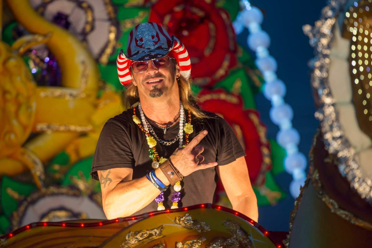 Bret Michaels rides in the annual Krewe of Orpheus Parade on Feb. 27, 2017, in New Orleans, La.