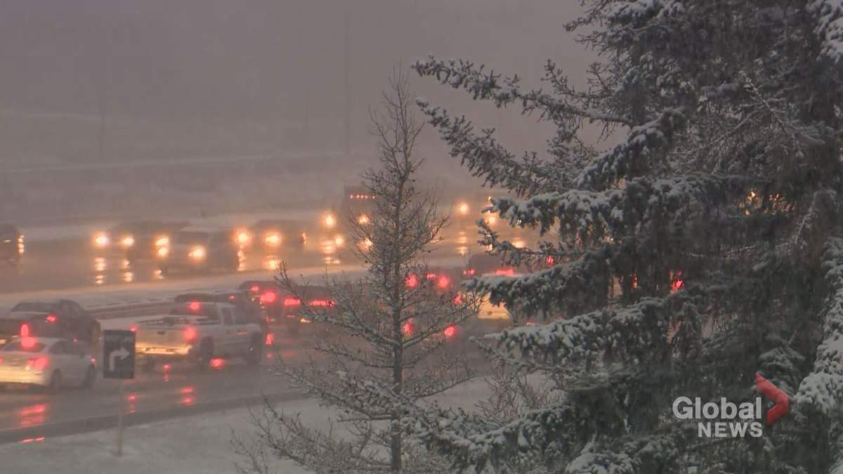 A snowfall warning was issued for Calgary and surrounding areas.